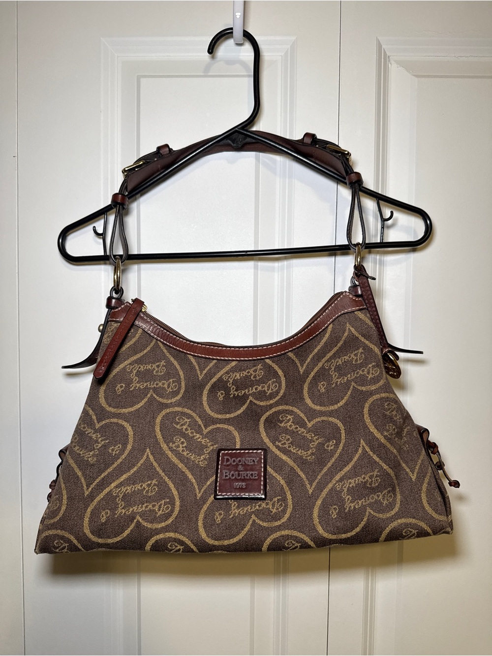 Dooney & Bourke Brown Heart-Print Canvas Shoulder Bag - Picture 6 of 8